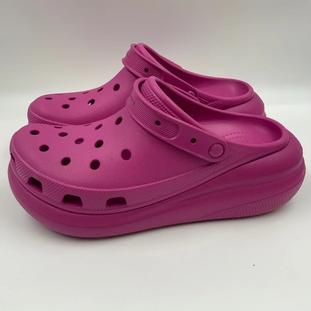 Crocs Classic Crush Clog Magenta Pink Platform Mens Sandals 207521-6QQ